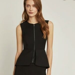 BCBG Black Sleeveless Peplum Top